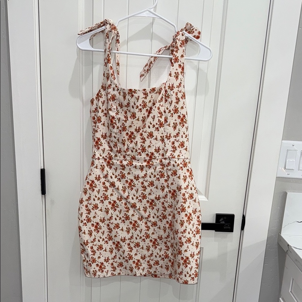 Floral Print Dress with Tie Straps